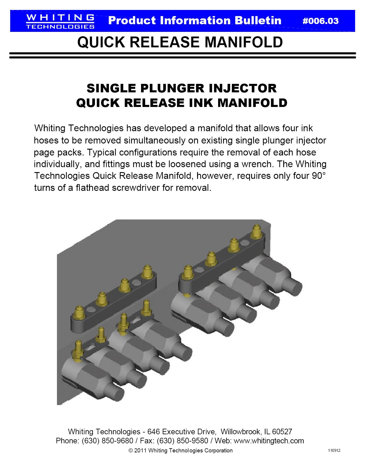 Quick Release Manifold